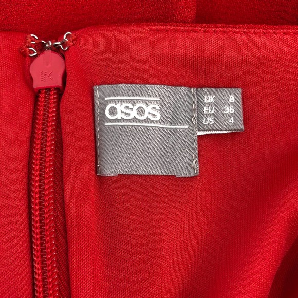 🚨ASOS Collection Womens Size 4 Havana Tie Bow Front Maxi Dress in Red - Picture 6 of 8